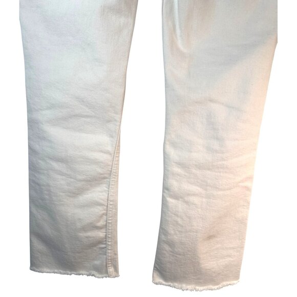 ZARA Womens Size 2 Ecru Straight Leg Jeans High Rise Raw Hem Flare - Picture 7 of 13